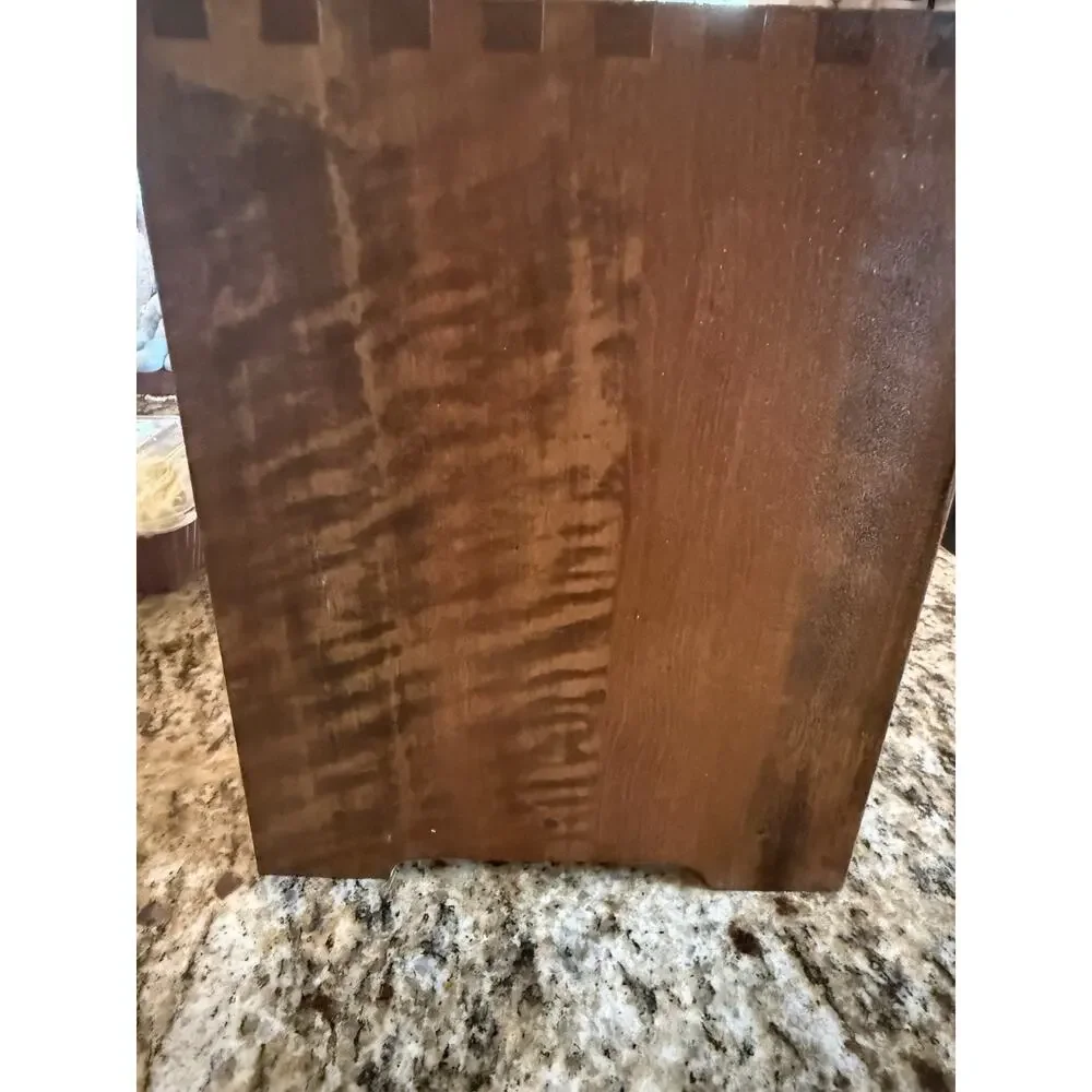 Vintage Wood Bread Box Brass Eagle Cutting Board Americana MCM EUC